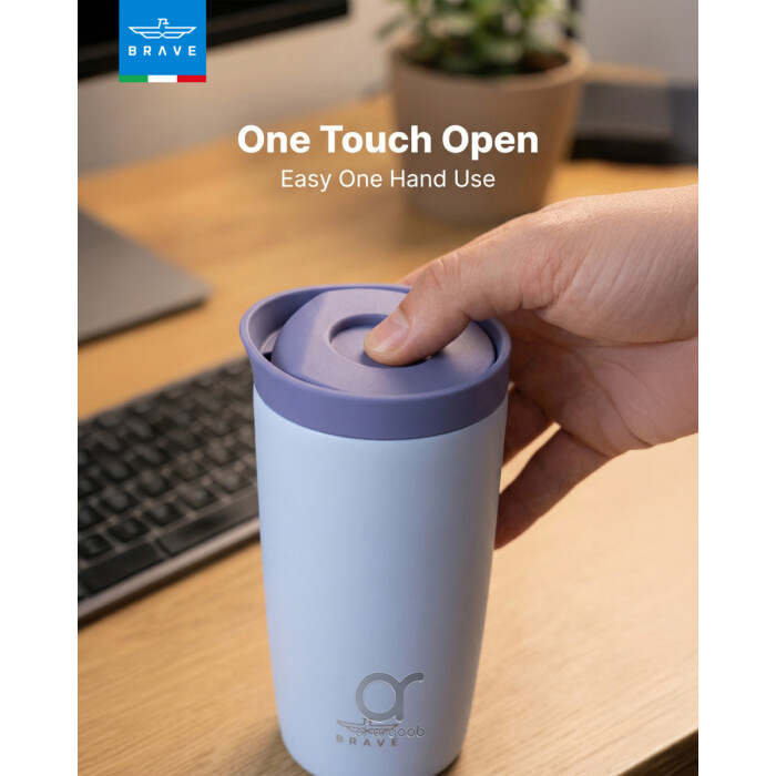 كوب سفر معزول من الفولاذ المقاوم للصدأ سعة 500 مل من بريف تمب جارد، مزود بغطاء مانع للتسرب بزر ضغط، مناسب للمشروبات الساخنة والباردة