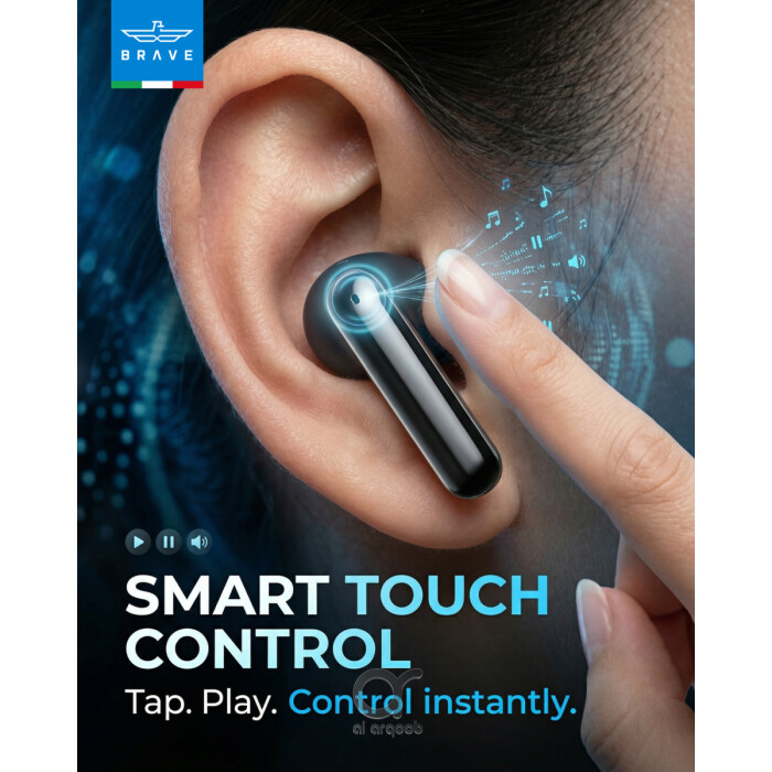 Brave Orbit Pro TWS Earbuds Bluetooth 6.0 ANC ENC, Deep Bass Gaming Earphones, 18H Playtime, Touch Control, Sweatproof