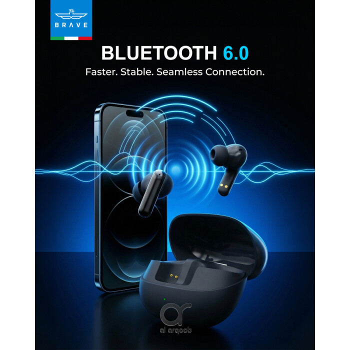 Brave Orbit Pro TWS Earbuds Bluetooth 6.0 ANC ENC, Deep Bass Gaming Earphones, 18H Playtime, Touch Control, Sweatproof