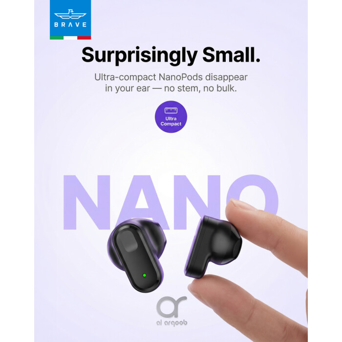 Brave NanoPods TWS Earbuds Bluetooth 6.0, 13mm Deep Bass, 18H Playtime, Touch Control Wireless Earphones