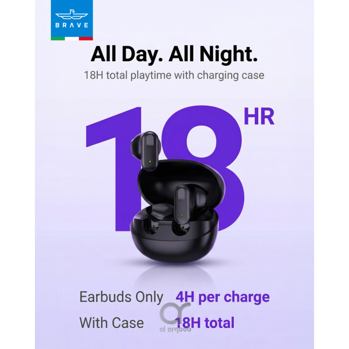 Brave NanoPods TWS Earbuds Bluetooth 6.0, 13mm Deep Bass, 18H Playtime, Touch Control Wireless Earphones