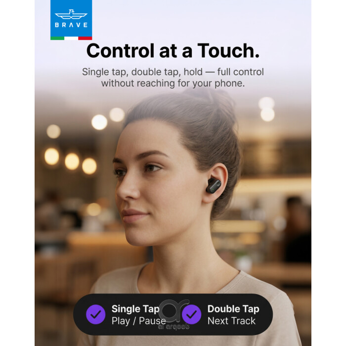 Brave NanoPods TWS Earbuds Bluetooth 6.0, 13mm Deep Bass, 18H Playtime, Touch Control Wireless Earphones