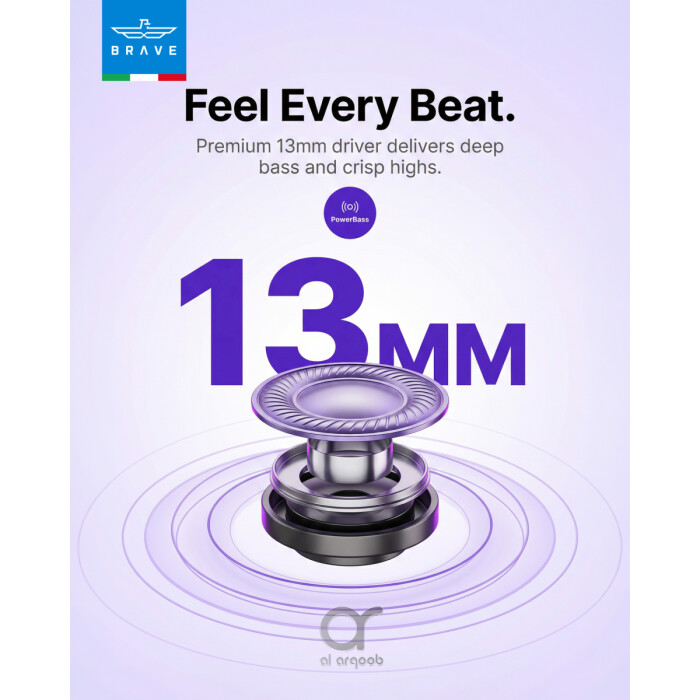 Brave NanoPods TWS Earbuds Bluetooth 6.0, 13mm Deep Bass, 18H Playtime, Touch Control Wireless Earphones
