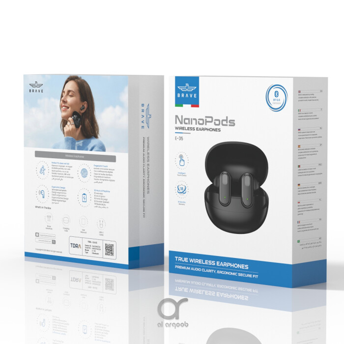 Brave NanoPods TWS Earbuds Bluetooth 6.0, 13mm Deep Bass, 18H Playtime, Touch Control Wireless Earphones