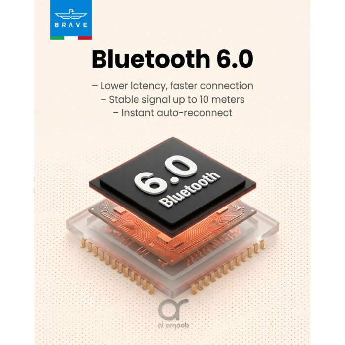 Brave Sonic TWS Earbuds Bluetooth 6.0, Deep Bass 13mm Driver, 18H Playtime, Touch Control, Sweatproof Wireless Earphones