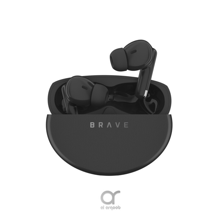 سماعات بريف سونيك برو لاسلكية بلوتوث 6.0 بصوت باس عميق 13 مم، 18 ساعة تشغيل، تحكم باللمس، مقاومة للعرق أسود