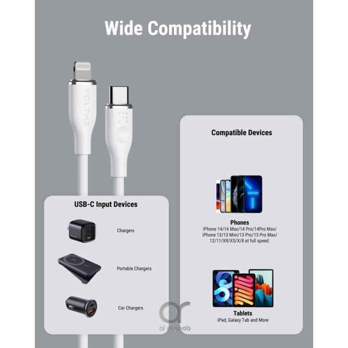 Voltme Powerlink Moss Liquid Silicon Cable Type C To Lightning 30W 3A / 2M Zinc