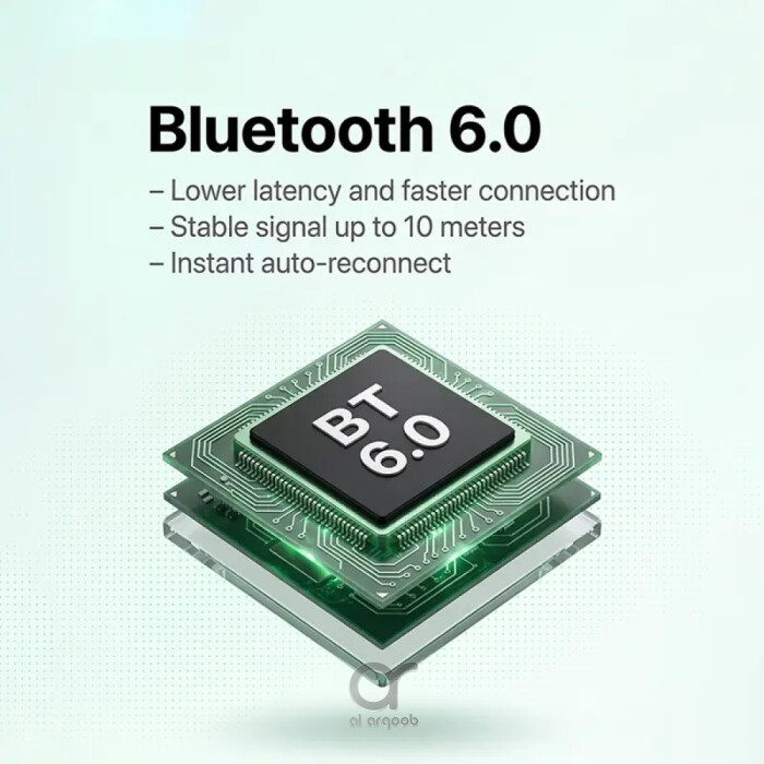 سماعات BRAVE Orbit اللاسلكية Bluetooth 6.0، تحكم باللمس والصوت، باس عميق، تشغيل 18 ساعة وميكروفون – E