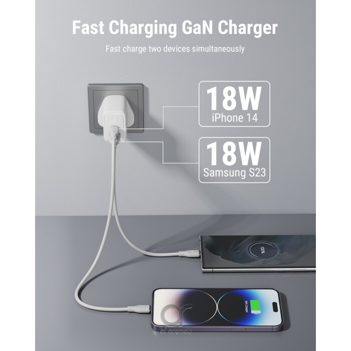 VOLTME Revo 35 Duo CA 35W GaN III Fast Charger UK Plug, Dual Port USB