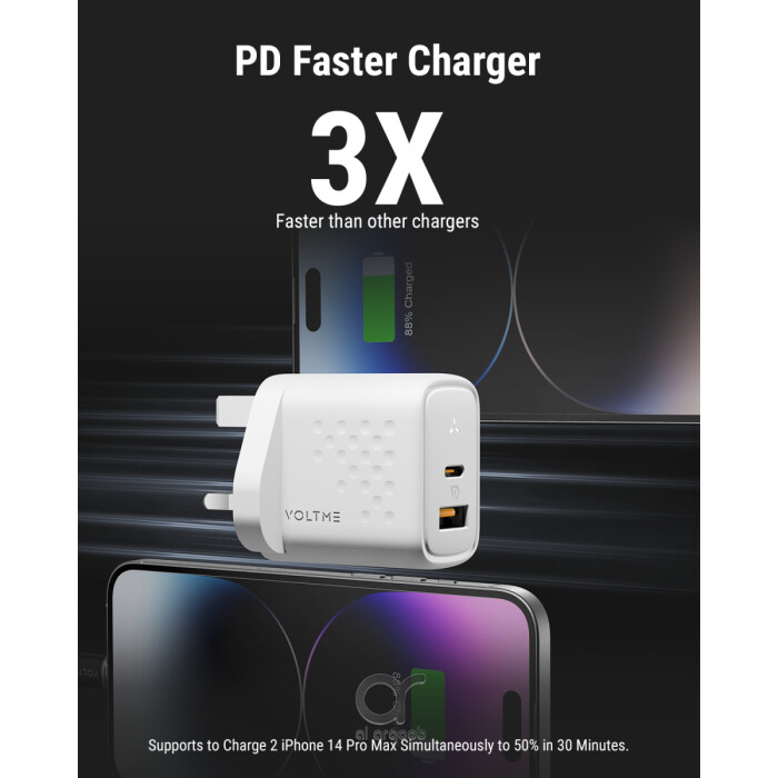 VOLTME Revo 35 Duo CA 35W GaN III Fast Charger UK Plug, Dual Port USB