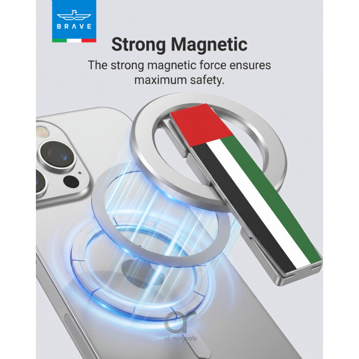 BRAVE UAE Flag MagSafe Phone Grip – 360° Rotatable Kickstand, Magnetic Ring Holder, Compatible with iPhone 17 Series