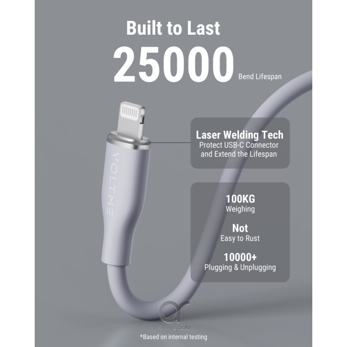 Voltme Powerlink Moss Liquid Silicon Cable Type C To Lightning 30W 3A / 2M Zinc