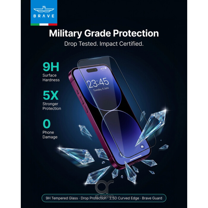 BRAVE iPhone 18 Pro HD Tempered Glass Screen Protector – 9H Hardness, Full Coverage, Anti