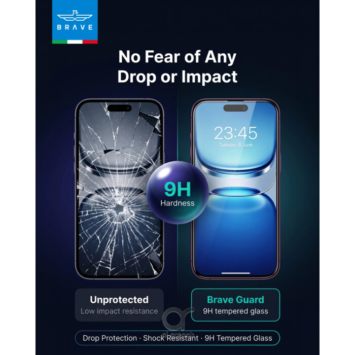 BRAVE iPhone 18 Pro HD Tempered Glass Screen Protector – 9H Hardness, Full Coverage, Anti