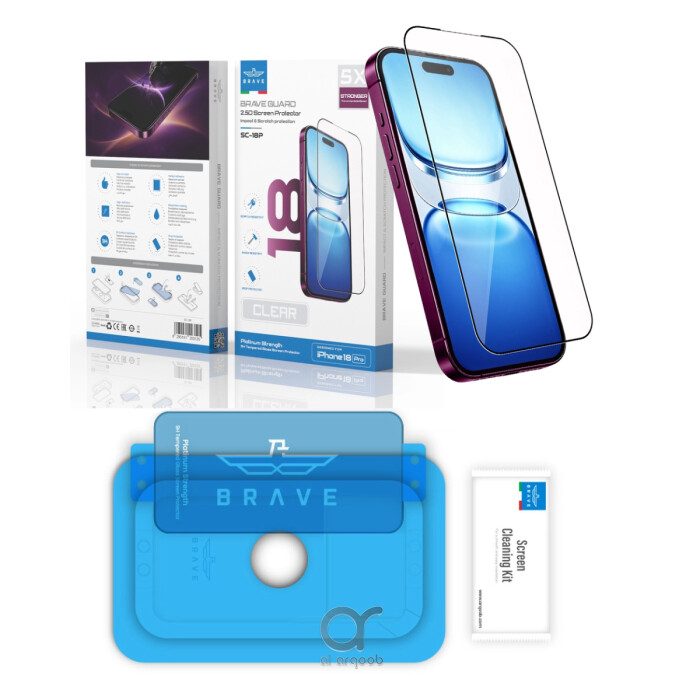 BRAVE iPhone 18 Pro HD Tempered Glass Screen Protector – 9H Hardness, Full Coverage, Anti
