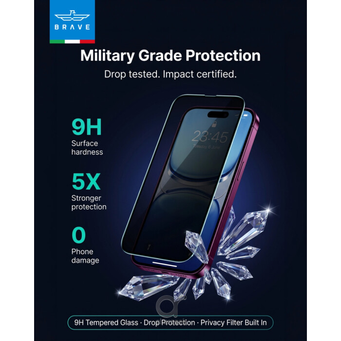 BRAVE iPhone 18 Pro HD Tempered Glass Screen Protector – 9H Hardness, Full Coverage, Anti
