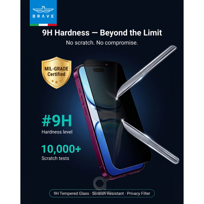 BRAVE iPhone 18 Pro HD Tempered Glass Screen Protector – 9H Hardness, Full Coverage, Anti