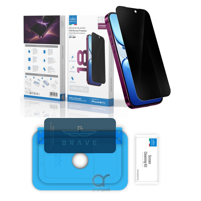 BRAVE iPhone 18 Pro HD Tempered Glass Screen Protector – 9H Hardness, Full Coverage, Anti