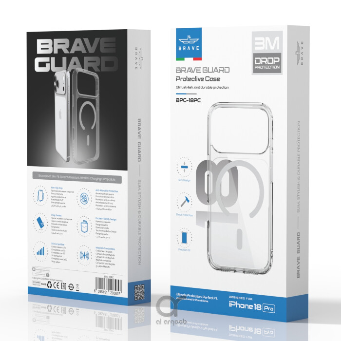 BRAVE Guard IPhone 18 Pro Clear Protective Case With MagSafe, 15ft Military