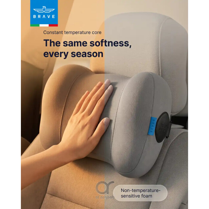 BRAVE Car Headrest Pillow With Memory Foam, Ergonomic Neck Support, Adjustable Strap And Washable Cover BHR