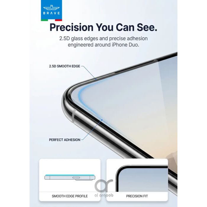 BRAVE Guard iPhone Duo Tempered Glass Screen Protector, 9H HD, Full Screen Coverage, Scratch Resistant, Bubble
