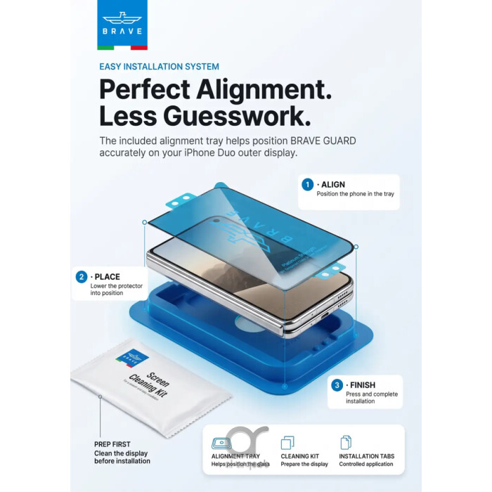 BRAVE Guard iPhone Duo Tempered Glass Screen Protector, 9H HD, Full Screen Coverage, Scratch Resistant, Bubble