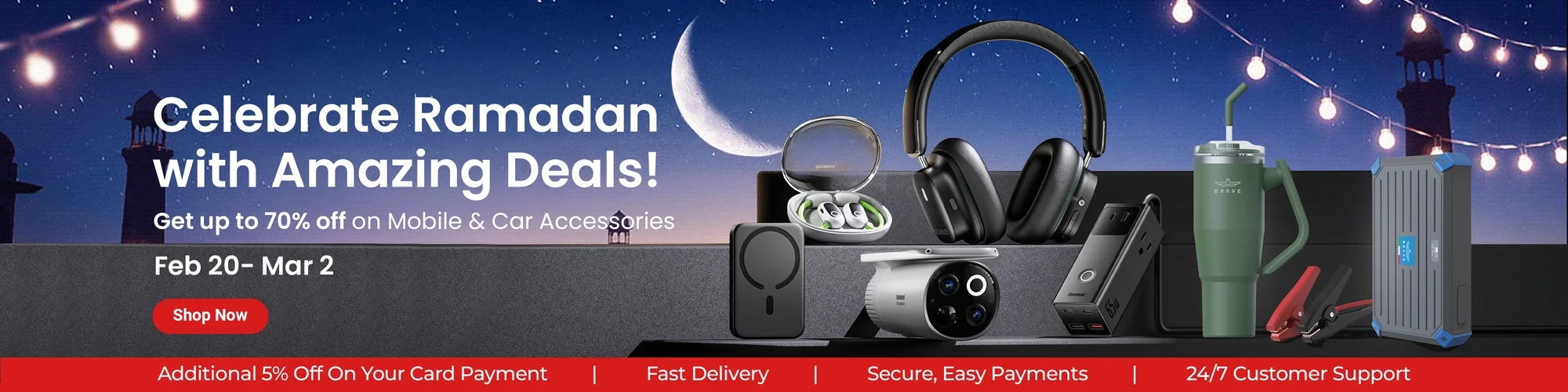 Ramadan Deals 2025 – Up to 70% Off on Mobile & Car Accessories | Arqoob.com