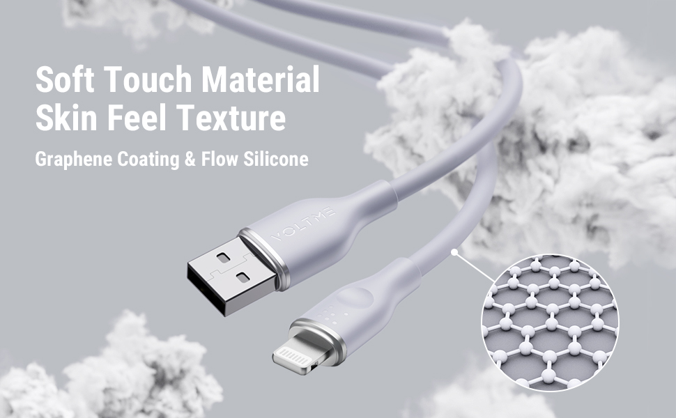 Voltme Powerlink Moss Liquid Silicon Cable USB A to Lightning 3A (60W) 1.2M Zinc-Alloy Connector Gray