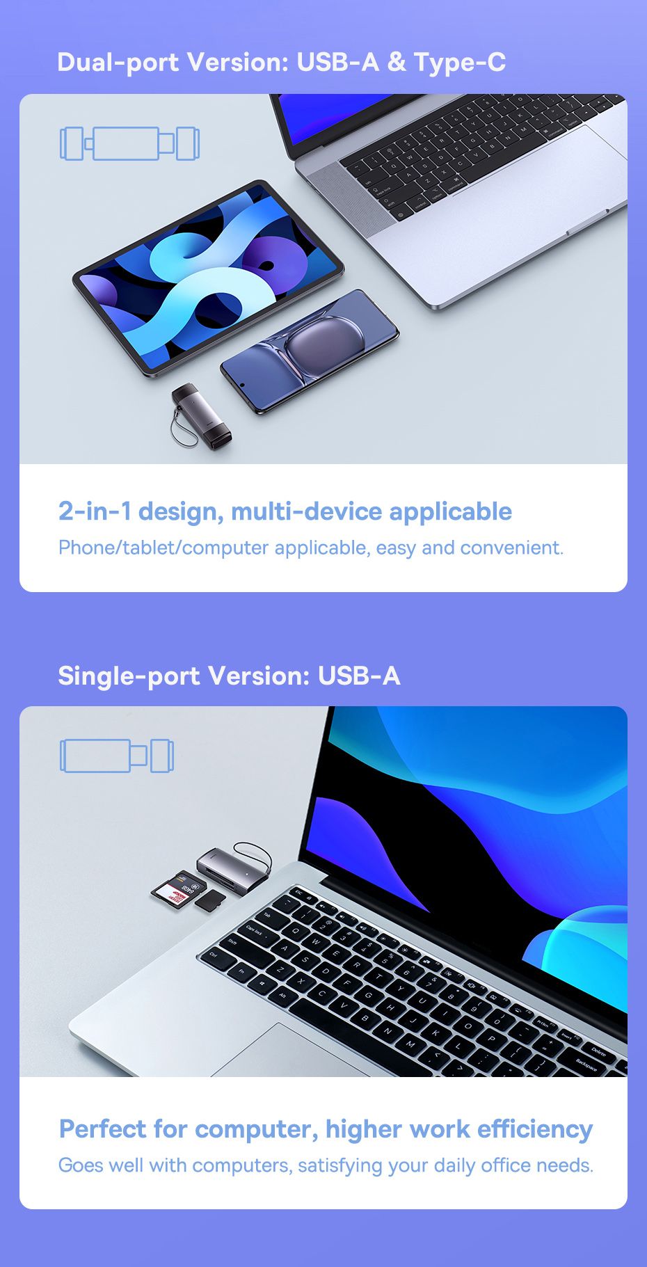 Baseus Card Reader Dual Output USB