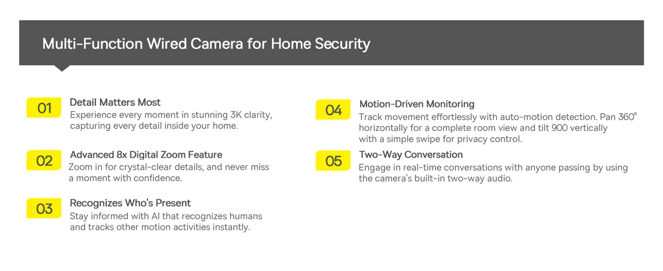 Baseus 3K Indoor Security Camera with AI Detection