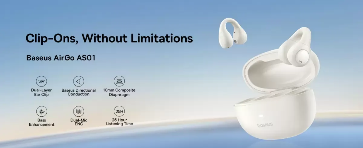 Baseus AirGo AS01 Open Ear Clip On Wireless Earbuds for Sports