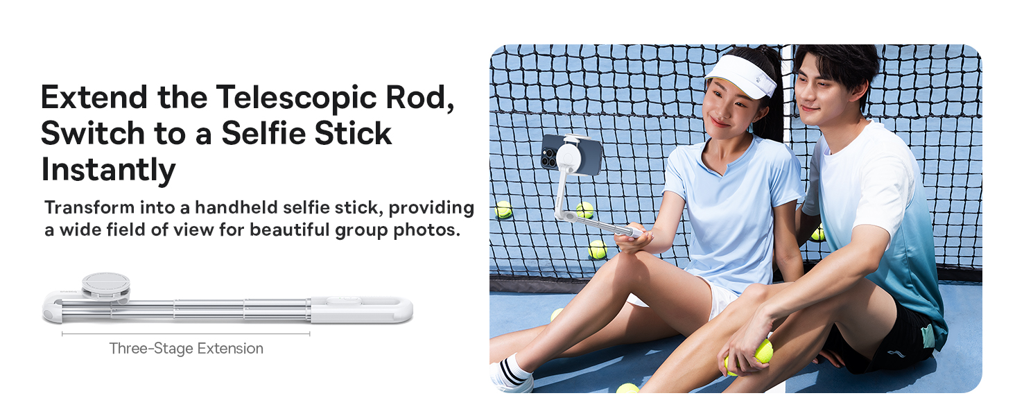 Baseus TechShot Dual-Support Magnetic & Clamping Selfie Stick Tripod with Bluetooth Remote  - White