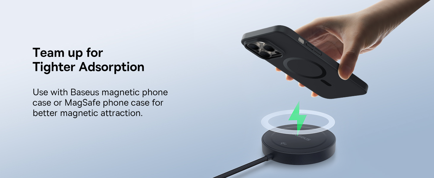 Baseus Simple Mini4 Magnetic Qi2 15W Wireless Charging Stand - 135° Adjustable With Built-In 1M Type-C Cable - Black - Black