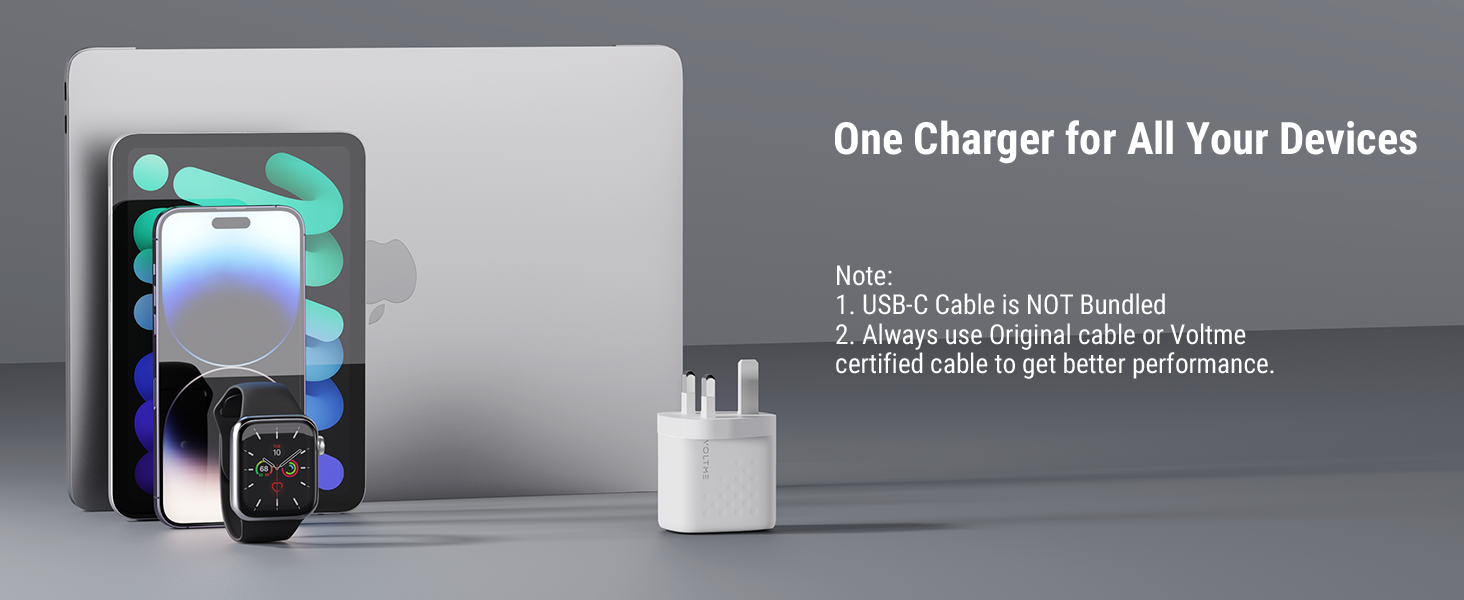VOLTME Revo 35 Duo CA 35W GaN III Fast Charger UK Plug, Dual Port USB