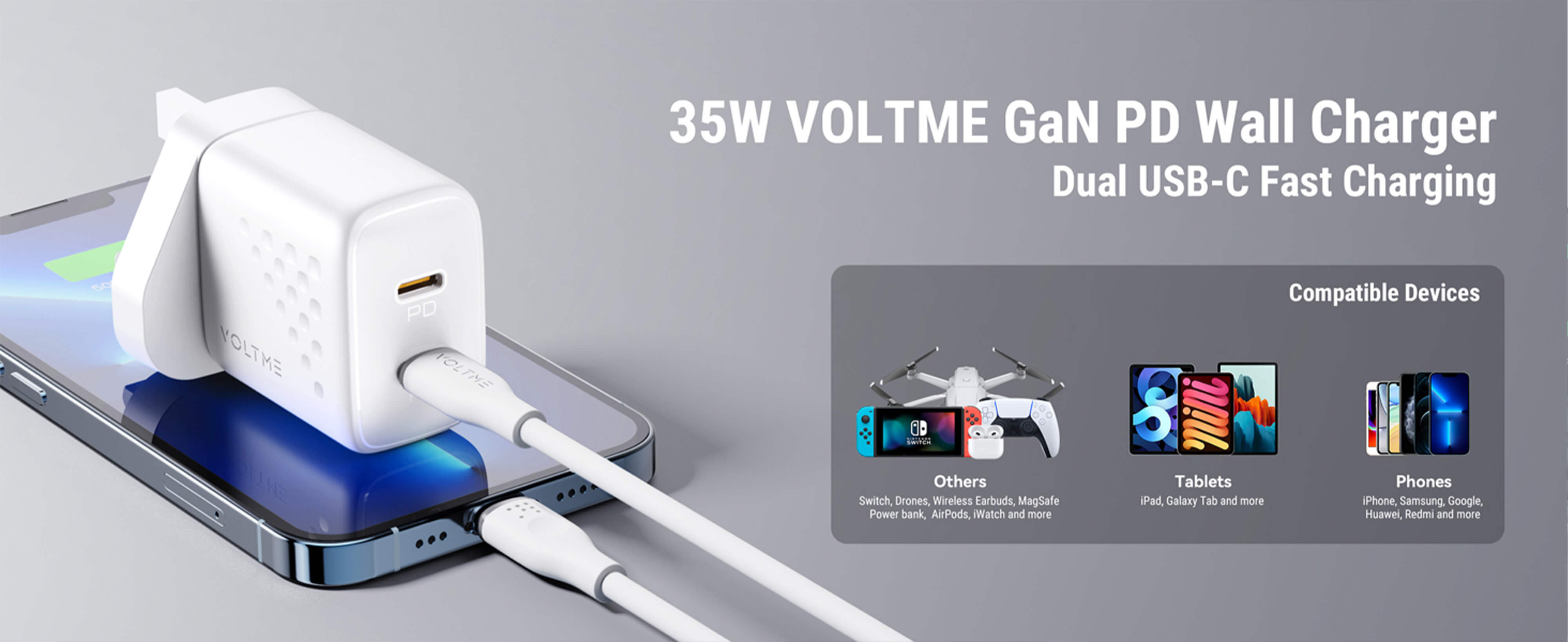 Voltme Revo 35 Duo Lite Wall Charger (35W) White