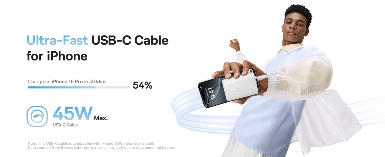 Baseus 10000mAh 45W Power Bank with USB-C and digital display