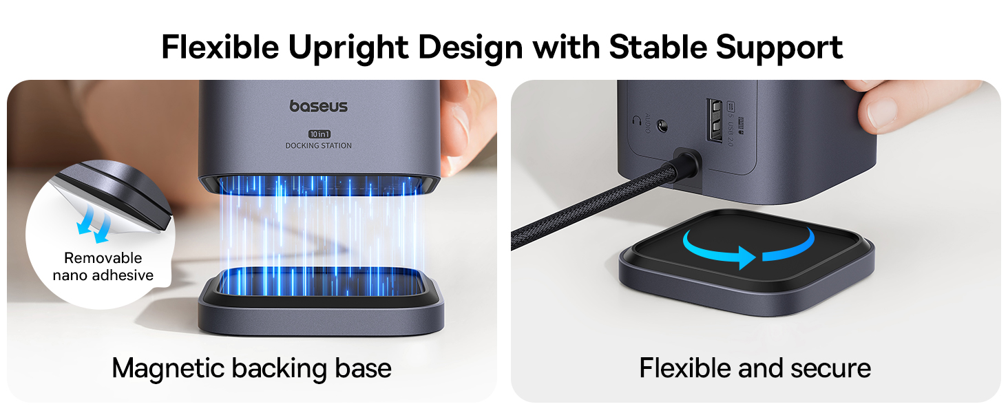 Baseus Spacemate Series 10-in-1 MAC Docking Station Hub - 2*HDMI 4K60Hz/30Hz + 2*USB-A & USB-C 5Gbps + RJ45 + 2*USB-A 480Mbps + USB-C + 1*3.5mm - Grey