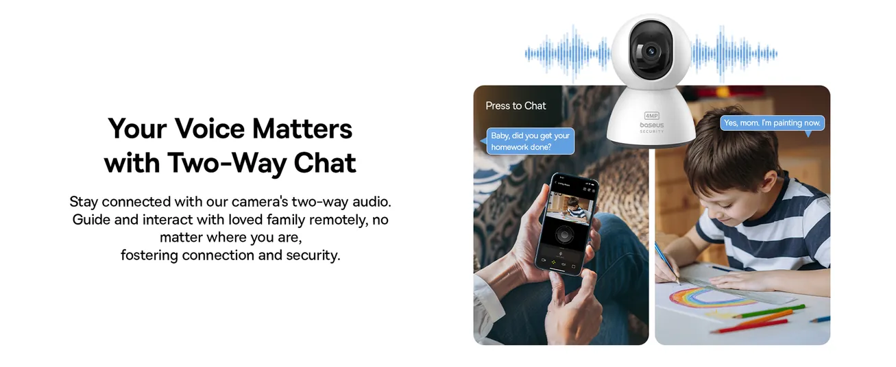 Baseus 3K Indoor Security Camera with AI Detection