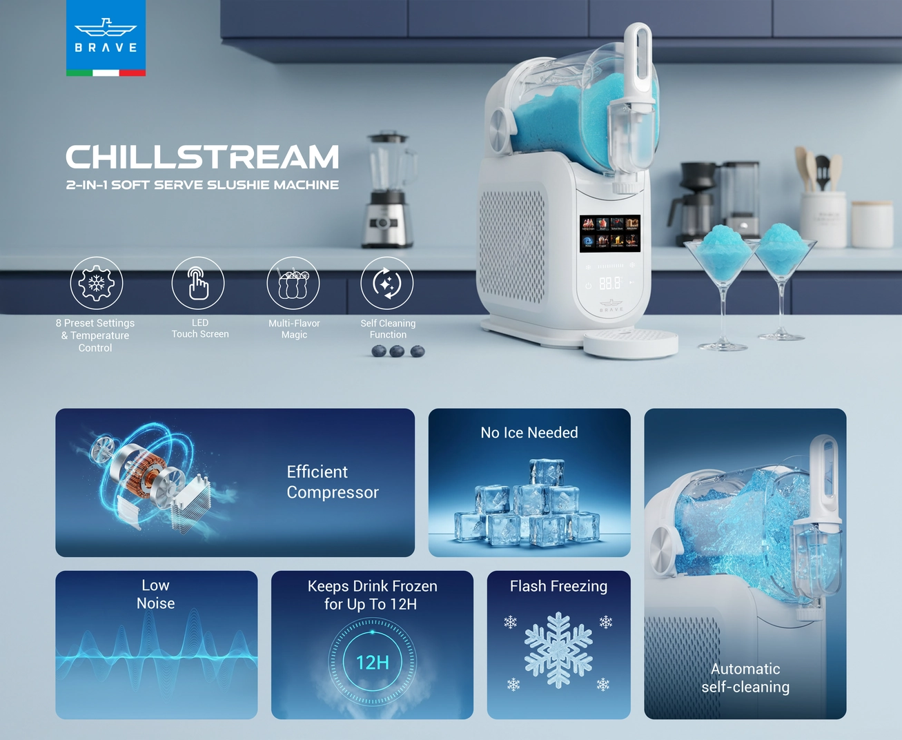 BRAVE ChillStream 1.8L Soft Serve &amp; Slushie Machine