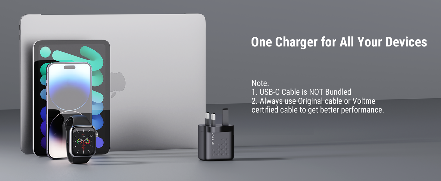 VOLTME Revo 35 Duo CA 35W GaN III Fast Charger UK Plug, Dual Port USB