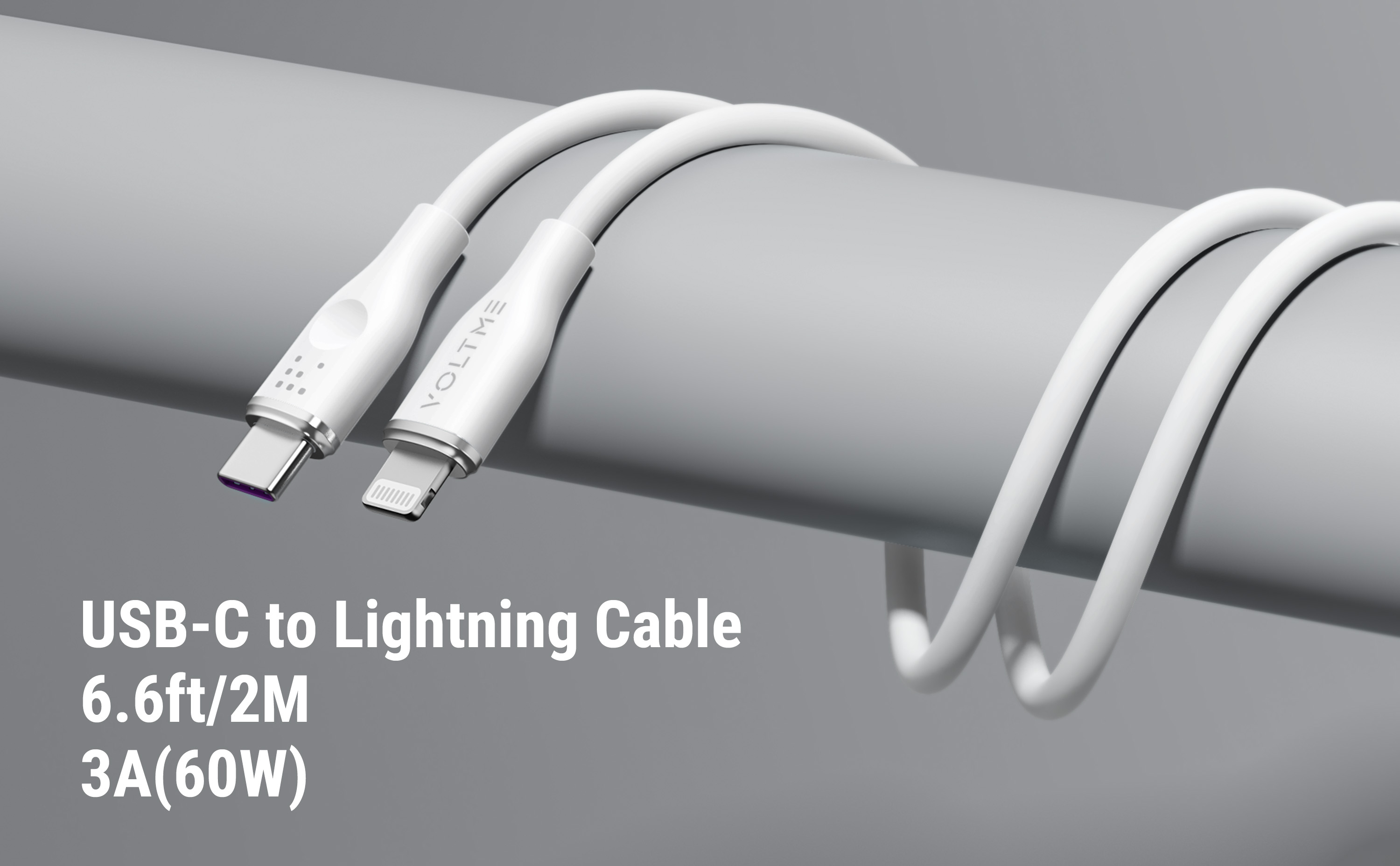Voltme Powerlink Moss Liquid Silicon Cable Type C To Lightning 30W 3A / 2M Zinc