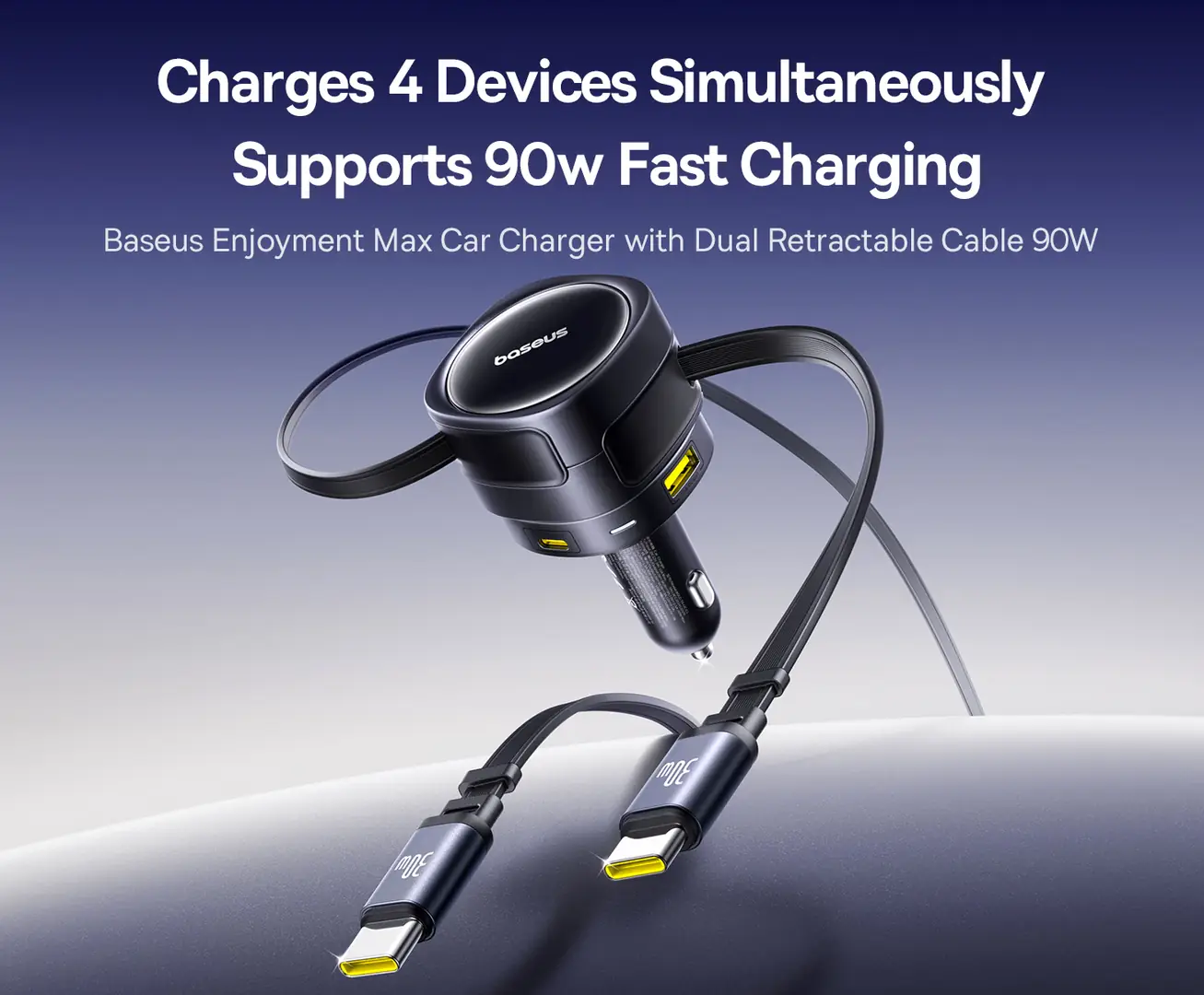 Baseus Enjoyment Max 90W Car Charger – Dual USB