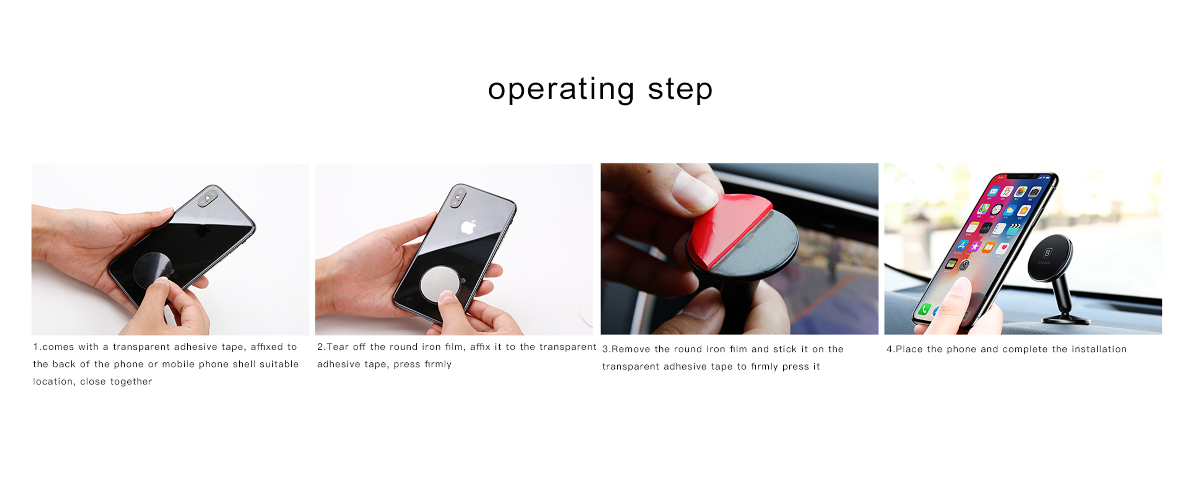 Baseus Magnetic Car Phone Holder Universal Dashboard Mount 360 degrees For iPhone 13 12 11 X 8 7 Samsung Galaxy S9 S8 S7 S6 Black