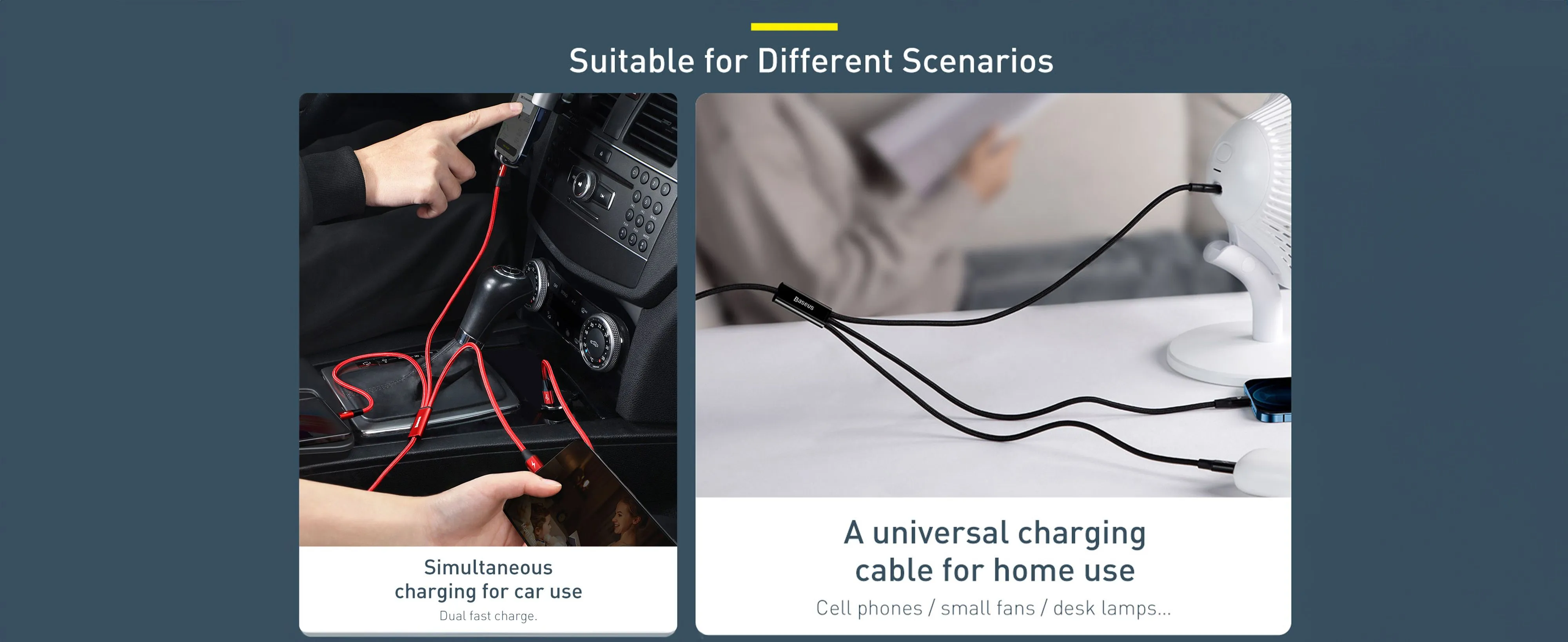 BASEUS Rapid Series 3-in-1 Fast Charging Data Cable Type-C to M+L+C PD 20W 1.5m - Black