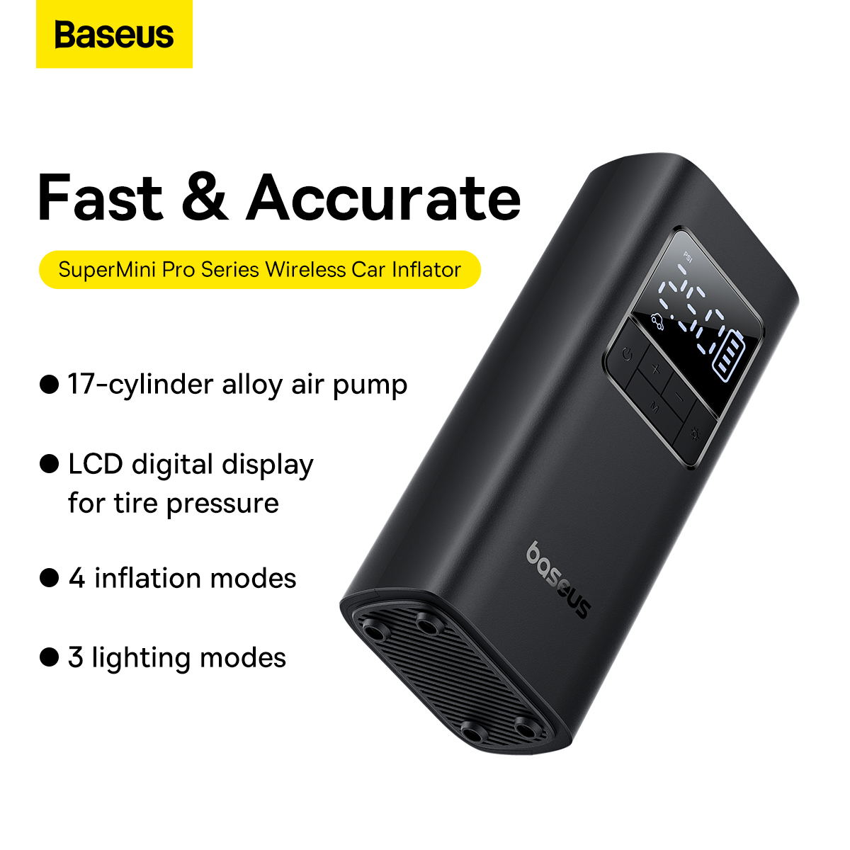 Baseus SuperMini Pro Wireless Car Inflator – Fast Inflation, Portable, and Safe for UAE Drivers