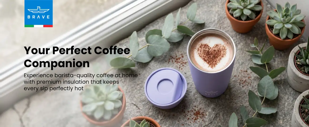 Brave TempGuard Travel Mug 350ml Stainless Steel Insulated Coffee Cup, Leak Proof Push Button Lid, Hot &amp; Cold Tumbler