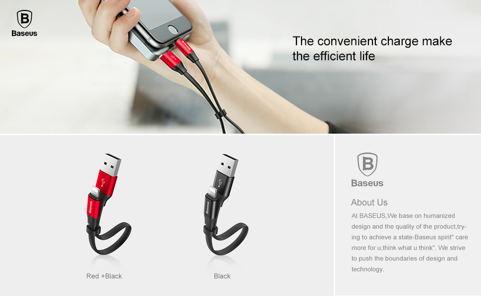 Baseus Nimble USB-A to Lightning Flat Cable -Ultra-Portable Charging Cable 23CM - Black