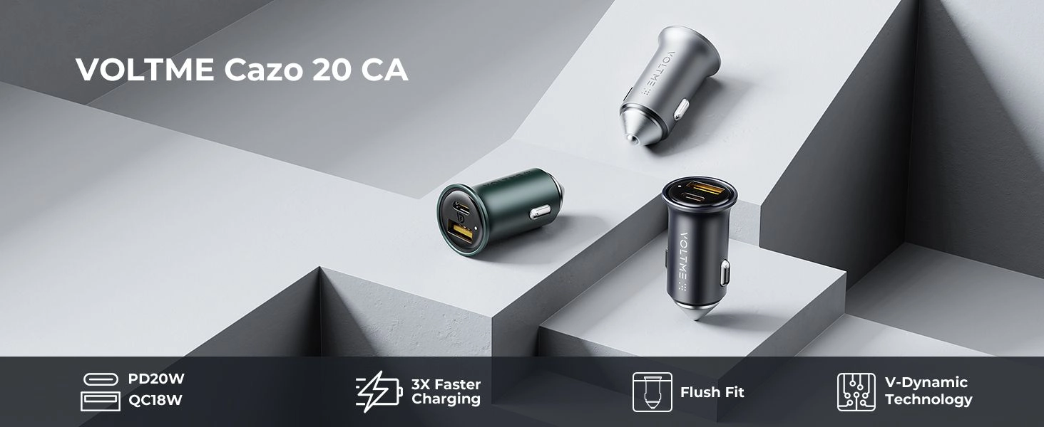 20W CA Car Charger – Fast Charging, Compact England Green Design