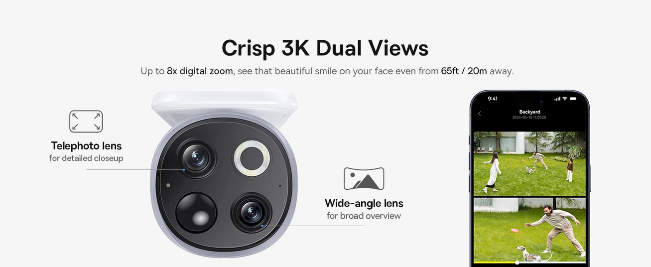 Baseus S1 Pro Outdoor Wireless Security Camera Kit, 3K, Solar Auto