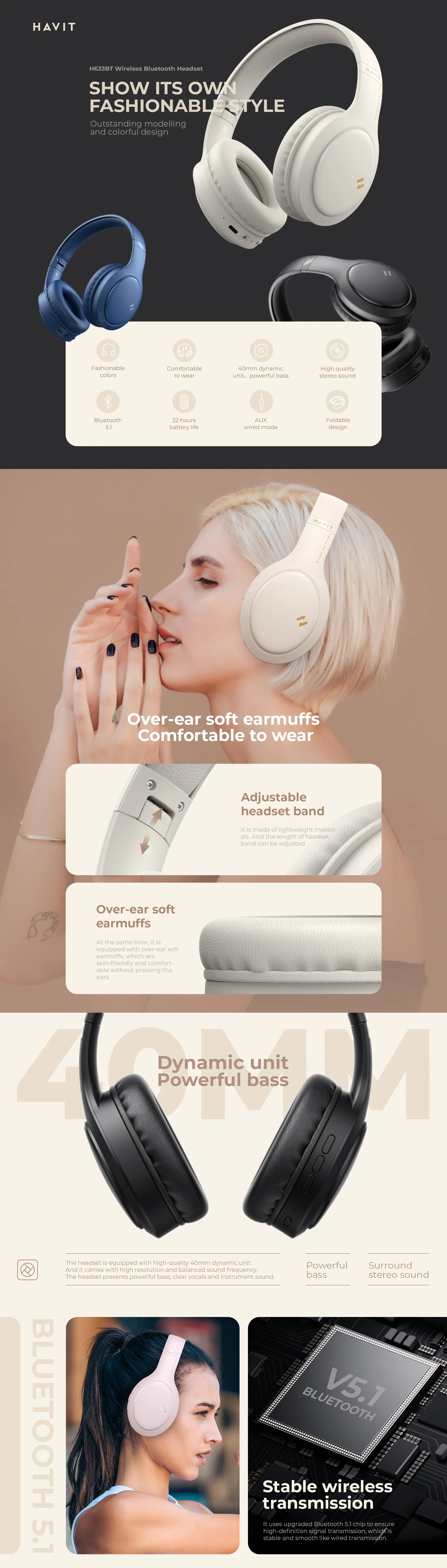 HAVIT H633BT Wireless Over